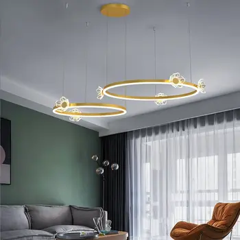 Современная потолочная люстра в скандинавском стиле с бабочками и цветами, хрустальный подвесной светильник для гостиной, столовой, домашнего декора, подвесной светильник Luster