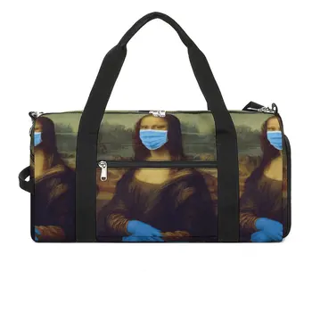 Спортивные сумки Mona Lisa в винтажном стиле с обувью, спортивная сумка Oxford, пара сумок на заказ, Тренировочная Милая сумка для фитнеса