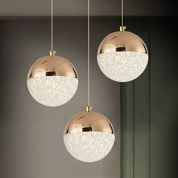 Столовая люстра Nordic LED, креативный простой акриловый подвесной светильник с половинным шаром для ресторана, подвесной светильник в коридоре