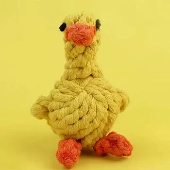 Хлопчатобумажная веревка в форме утки для домашних животных, вязаная игрушка, прозрачная для шлифования