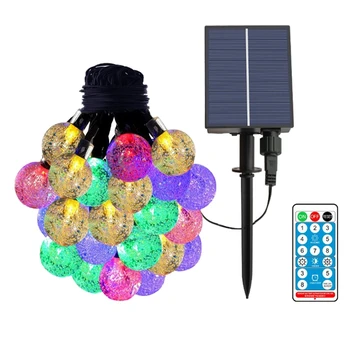 Цепочка с солнечным светом, 50 разноцветных хрустальных шаров, водонепроницаемость IP65 Для Рождества, украшений, фестивалей, садов