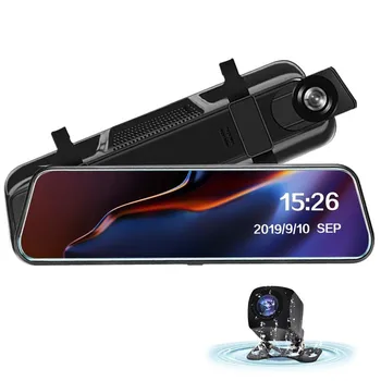 1080P 10-Дюймовое полноэкранное автомобильное зеркало с двумя объективами, Сенсорный экран, видеорегистратор заднего вида, Зеркальная камера, Видеорегистратор, Приводной рекордер