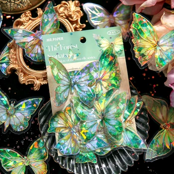20 листов бумажных наклеек Серия Butterfly trace 3D Foil laser Материалы для декоративных работ, справочник 