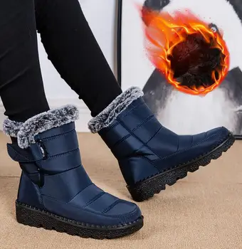 2023 Женские зимние ботинки, новые плюшевые теплые ботильоны для водонепроницаемых ботинок mujer, женская зимняя обувь, сохраняющая тепло, обувь на плоской подошве