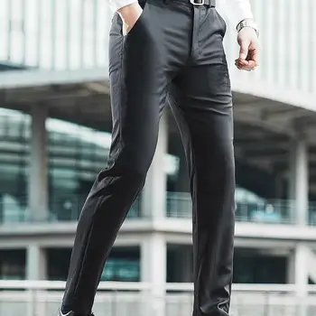 2023 Стрейчевые разборчивые весенне-летние повседневные костюмы, брюки, мужские однотонные облегающие брюки полной длины, мужские свободные брюки Man A158