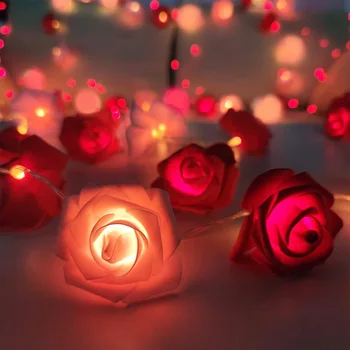 3 м Светодиодные гирлянды из роз на свадьбу в День Святого Валентина, украшение сада в виде сердца для девочки, ночник, Рождественские сказочные огни, декор