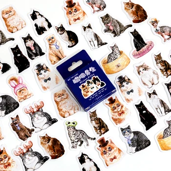 46 штук Наклейки для коробок серии Pet cat, милый котенок, ручной дневник, сделай САМ, декоративные материалы для вырезок, наклейка для запечатывания книги, 4 см