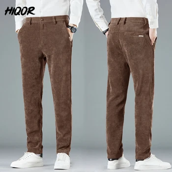 HIQOR/ осенне-зимние прямые мужские брюки, модные повседневные облегающие Длинные брюки, мужские эластичные вельветовые брюки Y2k, винтажные мужские брюки