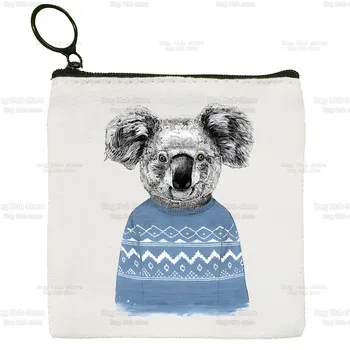 Kawaii Koala Cute Cartoon Корейская версия Простого кошелька для монет Студенческая холщовая милая сумка для ключей Мини-клатч Маленький кошелек