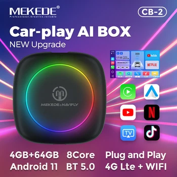 MEKEDE 2023 Автомобильные Интеллектуальные системы Android Ai BOX Адаптер Проводной для беспроводной связи Apple Carplay Android Автоматическая поддержка netflix Yutube 4G