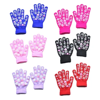 Q81A Теплые перчатки для верховой езды, мягкие эластичные трикотажные перчатки с полным пальцем для девочек и мальчиков