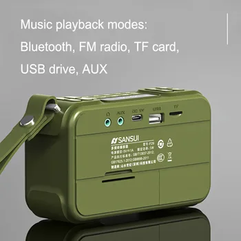 SANSUI F29 Портативные беспроводные динамики Bluetooth FM-радио Открытый HI-FI сабвуфер Поддерживает Выход для наушников USB-накопитель TF-карта AUX