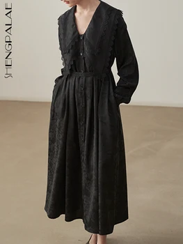 SHENGPALAE Модное Жаккардовое Платье Для Женщин С воротником 
