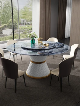 Super Crystal Stone table de repas de luxe légère chaises combo maison taille simple table de repas moderne