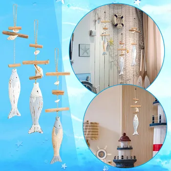 Антикварный декор для подвешивания рыбы Wooedn, Рыбные шампуры для ресторана в средиземноморском стиле, Подвеска с резьбой по дереву, декор детской комнаты L5