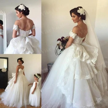 Бальное платье Свадебные платья Милая с открытыми плечами, Короткие рукава с оборками сзади, свадебные 2023