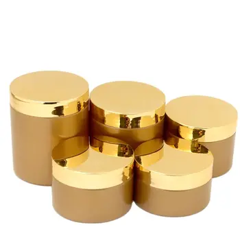 Баночки для крема по уходу за кожей, контейнер для макияжа с пластиковой блестящей крышкой 100 мл, 120 мл, 150 мл, 200 мл, 250 мл, пустой косметический флакон с широким горлышком из матового золота