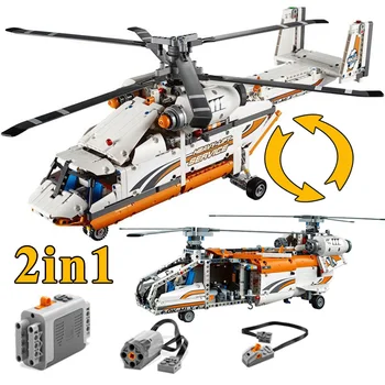 В наличии 1042шт кирпичей, моторизованный тяжеловесный вертолет, Техническая модель 42052, строительные блоки, подарки мальчику на день рождения, игрушки для детей