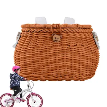 Велосипедная корзина из ротанга, рюкзак ручной работы Для детского велосипедного руля, многоцелевые принадлежности для украшения фотографий в путешествиях