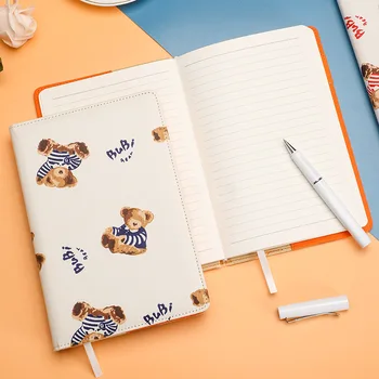Винтажный портативный дневник с милым медвежонком формата А5, карманная бухгалтерская книга, школьный офисный блокнот