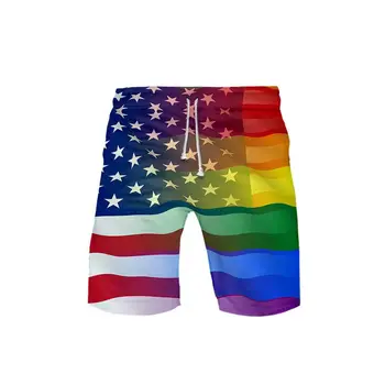 Горячие новейшие ЛГБТ-шорты с периферийной 3D-цифровой цветной печатью, пляжные шорты, повседневные спортивные шаровары, пляжные брюки