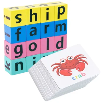 Детские развивающие игрушки для написания детских алфавитных игр, карточки для изучения английских слов, блоки с буквами, пазлы для малышей