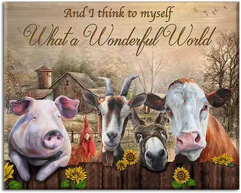 и я думаю о Своей Собственной Ферме Жестяная Вывеска Фермерские Животные, Фермерская Корова Винтажный Металлический Паб-Клуб Кафе-бар Домашнее Художественное Украшение Стены Плакат