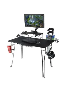 Игровой стол Atlantic Original с 32-дюймовой подставкой для монитора, зарядной станцией и местом для хранения игр, из черного углеродного волокна