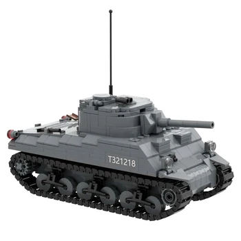 Кирпичная игрушка-танк WW2 Средний танк M4A2 Шерман Набор строительных блоков морской пехоты США с 2 фигурками Солдата Армейский подарок