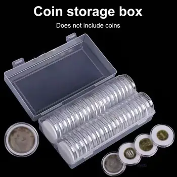 Коробка для хранения монет 40 Монет в Капсулах 46 мм с Прокладкой из 40 пенопласта и 1 Пластиковой Коробкой Для хранения Коллекции монет на 16 20 25 27 30 38 46 мм