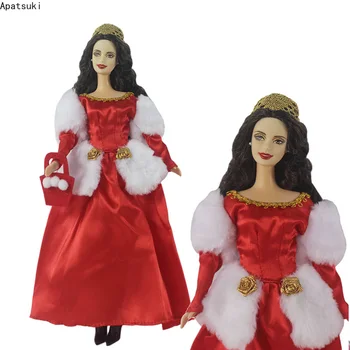 Красное большое платье для куклы Барби, вечерние платья принцессы, сумка для вечернего платья для куклы 1/6, модная одежда, детские игрушки, подарки