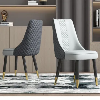 Легкие роскошные обеденные стулья в скандинавском стиле, итальянское элегантное кожаное кресло, домашний табурет со спинкой из цельного дерева, современный стул для гостиничного ресторана, INS