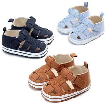 Летние Детские Сандалии Для новорожденных, Модная Мягкая Обувь для кроватки, Обувь для первых ходунков, Обувь для мальчиков, Нескользящие Сандалии