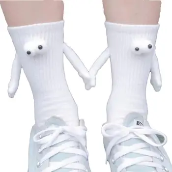 Магнитные носки для рук, магнитная пара забавных носков с глазами, пара 3D кукол, забавные носки со средней трубкой, милые носки, забавные подарки для