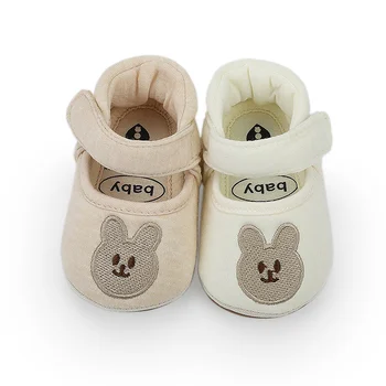 Милые детские туфельки для новорожденных девочек с рисунком мультяшного кролика, противоскользящие ходунки