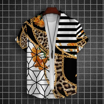 Модная Мужская рубашка в стиле Барокко с 3D Принтом, Гавайские рубашки, Мужская Повседневная Мужская рубашка, Летние Рубашки в стиле Хип-Хоп, Топы, Мужская Одежда