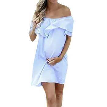 Модная одежда для беременных, женский сарафан для беременных с открытыми плечами, сексуальное платье, повседневное платье Одежда Для Беременных