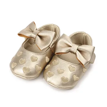 Мокасины с бантом для новорожденной девочки На мягкой подошве, обувь для кроватки, Противоскользящая однотонная обувь
