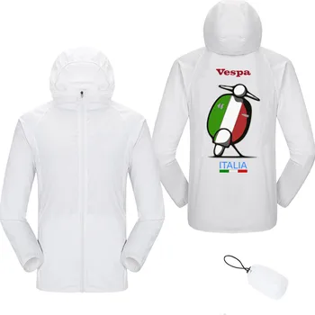 Мотоцикл Vespa Италия Флаг Италии Мужская Тонкая Водонепроницаемая солнцезащитная куртка-ветровка на молнии, мужское пальто пилота, топы Оверсайз