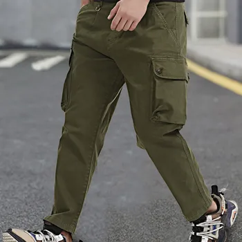 Мужские однотонные брюки-карго со средней талией, популярные уличные спортивные брюки в стиле харадзюку с несколькими карманами, свободные повседневные спортивные брюки, панталоны