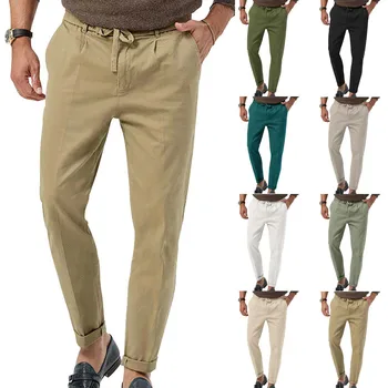 Мужские свободные прямые повседневные брюки, мужские повседневные брюки, мужские дышащие брюки