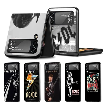 Музыкальный чехол для телефона Ac-Dc Rock Band Samsung Galaxy Z Flip4 Flip3 5G Black Coque Z Flip 4 3 Жесткий ПК Роскошный Чехол Zflip3 Fashion