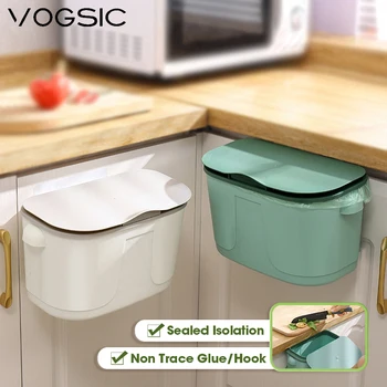 Настенное мусорное ведро VOGSIC для кухни Корзина для мусора с крышкой Сэндвич-контейнер для мусора с откидной крышкой для мусора большой емкости