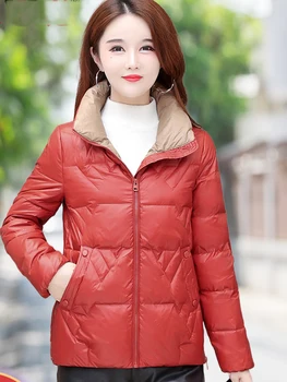 Новая Зимняя куртка 2023 года, Женские парки, Корейская Свободная Хлопковая куртка с коротким воротником-стойкой, Женская парка, Теплая Повседневная верхняя одежда