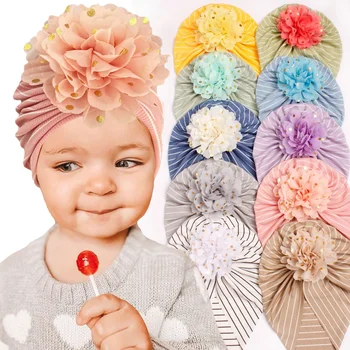 Новая полосатая детская шапочка, детская повязка на голову с цветочным принтом, тонкая защита головы, шапочка для девочек, детские аксессуары