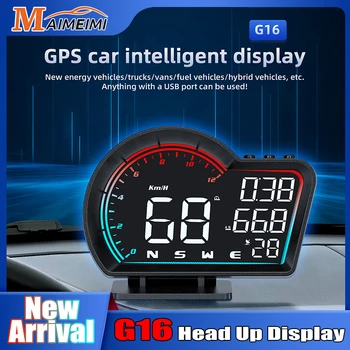 Новый дисплей GPS G16 для всех автомобилей Цифровой спидометр HUD Подключи и играй Крупный шрифт Аксессуары для автоэлектроники Скорость