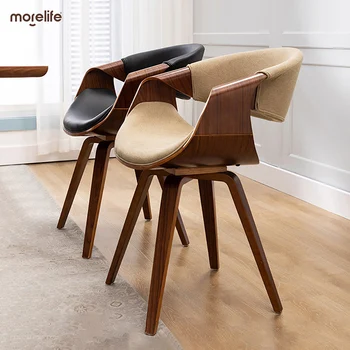 Обеденный стул в скандинавском стиле, Кухонная мебель, простые обеденные стулья, Роскошное кресло из массива дерева, Кожаное кресло для отдыха на Балконе, письменное кресло