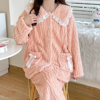 Осенне-зимние Модные 3D Флисовые комплекты пижам для беременных и кормящих, милые пижамы для грудного вскармливания для беременных женщин, беременность