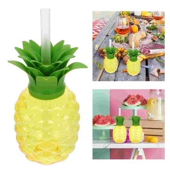 Пластиковые стаканы для коктейлей, 4 шт., одноразовые стаканчики с ананасом, чашки для пляжной вечеринки, сувениры для банкета с большой водой в гавайском стиле