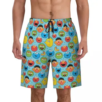 Пляжные шорты Cartoon Sesame Street Cookie Monster, мужские модные пляжные шорты, трусы, Быстросохнущие плавки